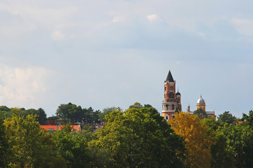 Naklejka premium Gardos tower,view through the trees,Zemun,Serbia