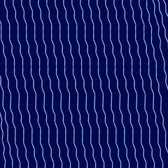 Simple blue vertical line zigzag shapes at the dark background. Abstract symbols. Geometric ornament. Monochrome decore. Design for wallpaper, fabric, textile. Vector illustration.