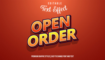 Open Order Sign Editable Text Effect Font Style - obrazy, fototapety, plakaty