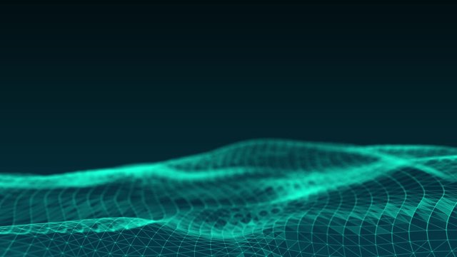 Digital blue color particles and light with bokeh flowing, Cyberspace, and technology digital connection abstract motion background concept.