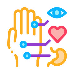 different points of impact of organs on arm icon vector. different points of impact of organs on arm sign. color symbol illustration