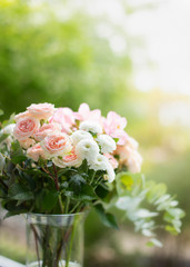 pink roses in a vase