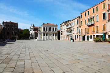 square called Campo Saint Stefano in Venice without people becau