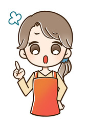 エプロンの女性 指さし 怒る