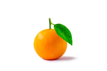 Oranges fruits with high vitamin C and green leaves, isolated on a white background with the clipping path.