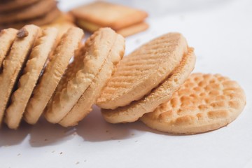 Vanilla cookies on white background