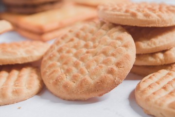 Stack of cookies. Sweet snack.