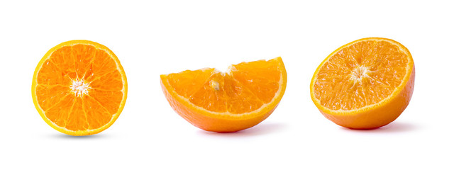 Different oranges collection isolated on white background.