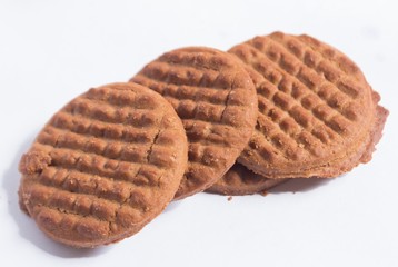 Sweet chocolate cookies on white background