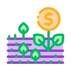 money tree on field icon vector. money tree on field sign. color symbol illustration