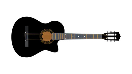 Plakat Black acoustic guitar. Vector illustration isolated.