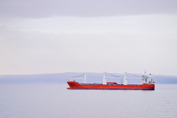 Big cargo ship sailing the sea.
