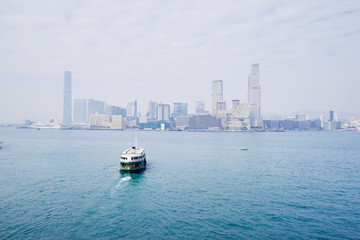 Hong Kong harbour at day time. Cityscape.