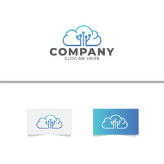 Technology Cloud Logo Design Vector Template