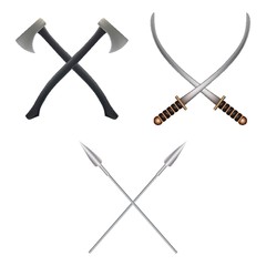 Set of crossed weapons