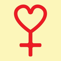 A heart shaped female gender symbol illustration.