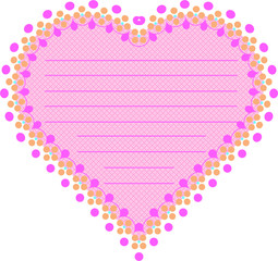 Greeting card in the form of a heart with lines for the inscription.