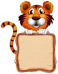 Board template with cute tiger on white background