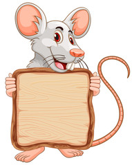 Board template with cute mouse on white background