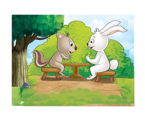 rabbit and squirrel friend