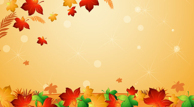 Background design template with colorful leaves