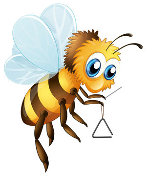 Bee with triangle musical instrument