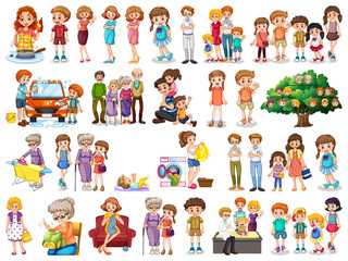 Group of family member characters