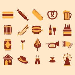 A set of german oktoberfest icons illustration.