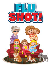 Family member with flu shot sign