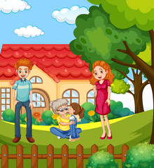 Obraz na płótnie Canvas Scene with family having a good time at home