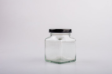 empty glass bottles on white background