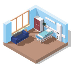 Vector isometric hospital room. Clinic interior icon.