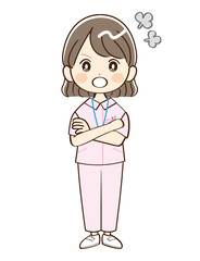 女性、看護師、怒る