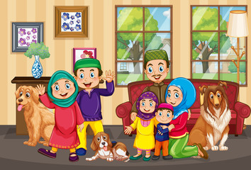Muslim family in the house