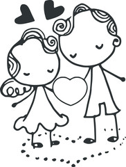 Fototapeta premium cartoon girls love flowers card