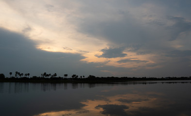 The Beautiful Reflect  cloud on water in evening time;