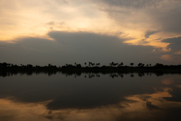 The Beautiful Reflect  cloud on water in evening time;