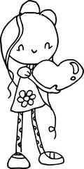 cartoon girls love flowers card