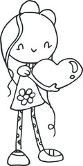 cartoon girls love flowers card