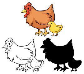 Set of chicken cartoon