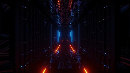 Cyber-inspired futuristic facility server room data center with neon light, motion graphic of VJ loops, 3D, motion graphic