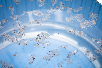 The water in the washing machine drum contains a lot of dirt, sediment after not cleaning for a...