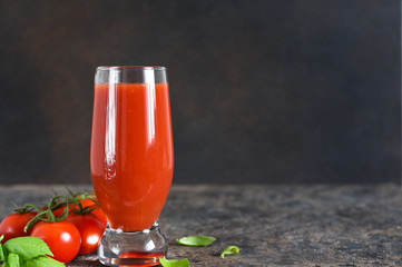 Tomato juice with salt and spices. Vegetable juice.