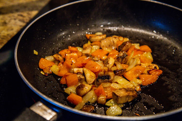 frying pan with vegetables