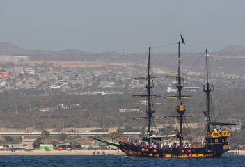 pirate ship in harbor
