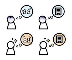 悩む会社員と立ち直った会社員のイラストのセット／アイコン／鬱／五月病