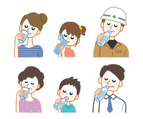 Illustration set of people hydrating