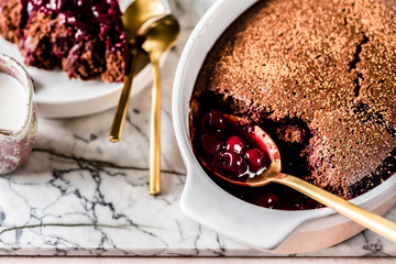 Chocolate Cherry Sponge Pudding