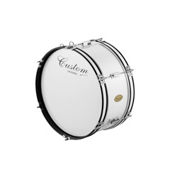 White Marching Bass Drum, Music Instrument Isolated on White background