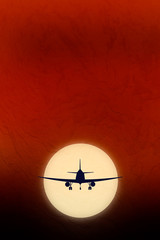 Fototapeta na wymiar Illustration of Silhouetted Aircraft in Sunset